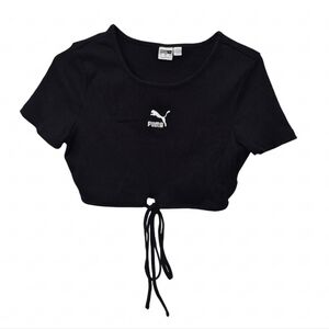Puma Keyhole Ribbed Crop Short Sleeve Top